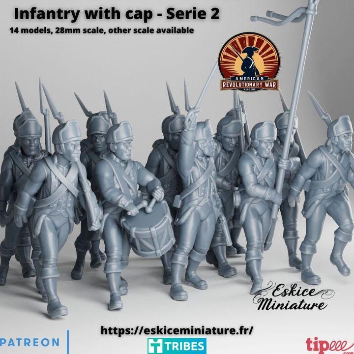 
Revolutionary War infantry miniature with cap