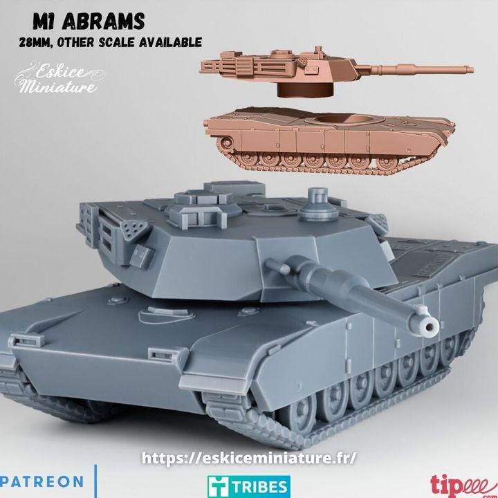 
M1 Abrams modern US battle tank miniature