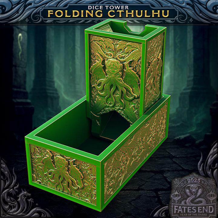 
Folding Cthulhu dice tower and tray