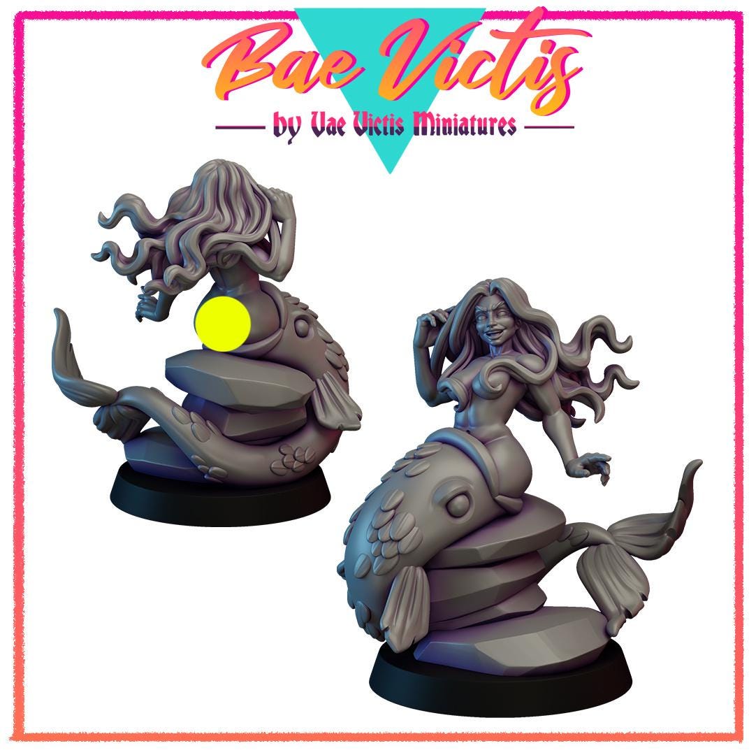 
Bae Victis Fake Mermaid for DnD Dungeons and Dragons 28mm/32mm Scale TTRPG Fantasy Miniature Mermaid Fish Scale Koi