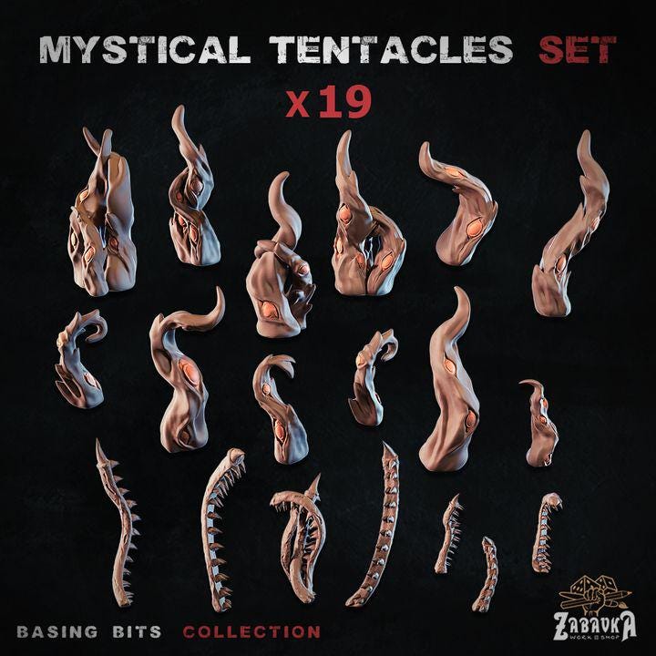 
19pc Mystical Tentacles for Dungeons and Dragons 28mm/32mm Basing Bits DnD Scatter Terrain Scenery Scatter D&D TTRPG Mini Basing - ZbW
